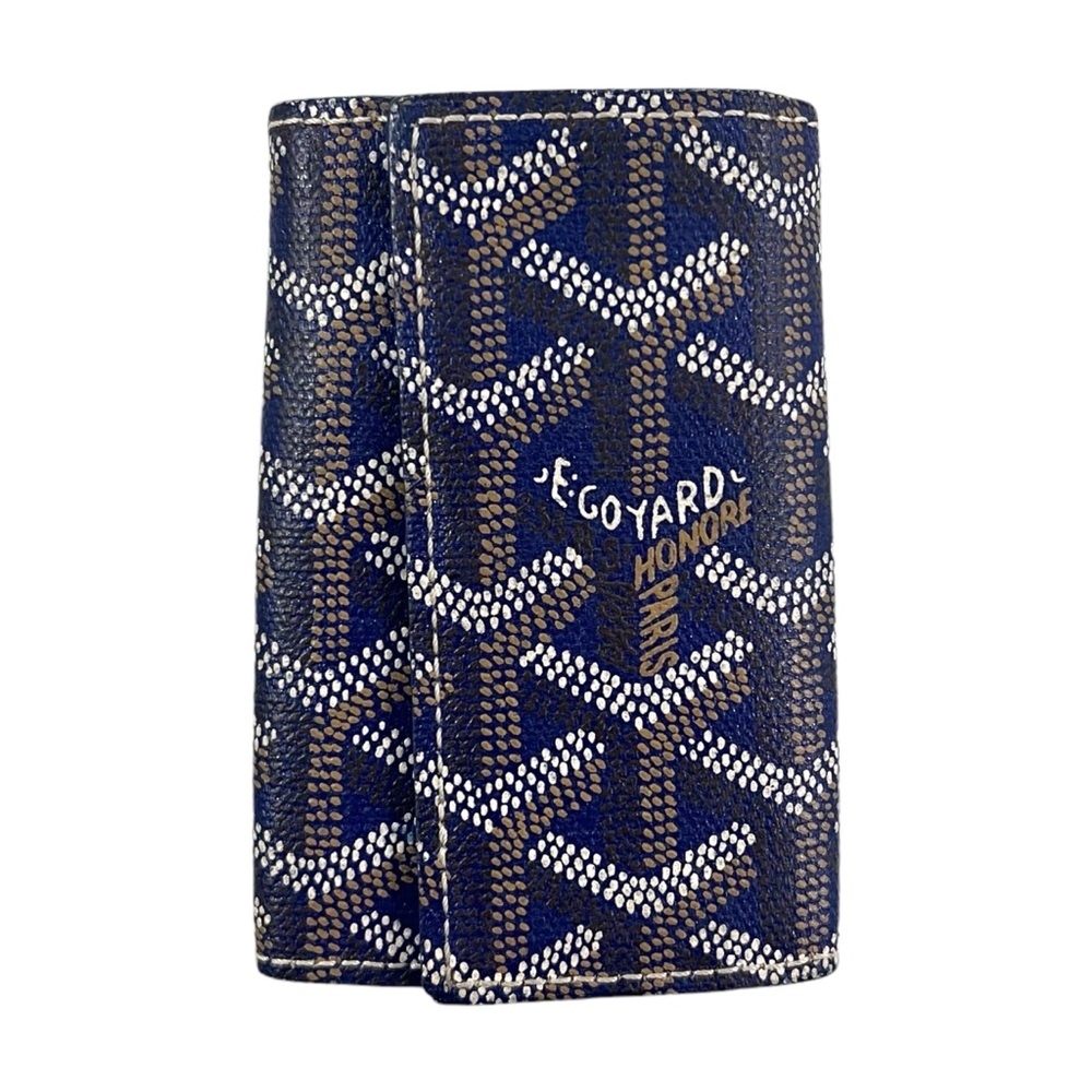 Goyard Navy Blue Chevron Key & Card Holder